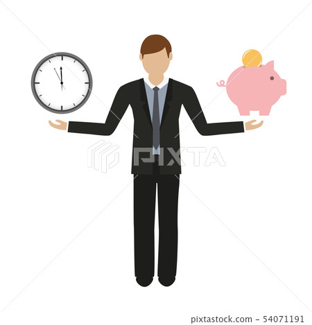 business concept about time and money business man character business concept about time and money business man character 54071191