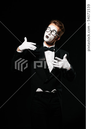 portrait of mime man on black background 54071539