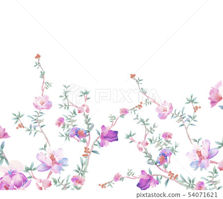 Elegant watercolor flowers and branches 54071621
