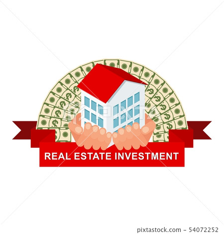 Isometric house in hand. Real estate investment logo. Isometric house in hand. Real estate investment logo. 54072252