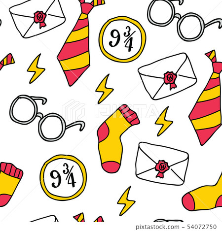 Witches school magical objects seamless pattern 54072750