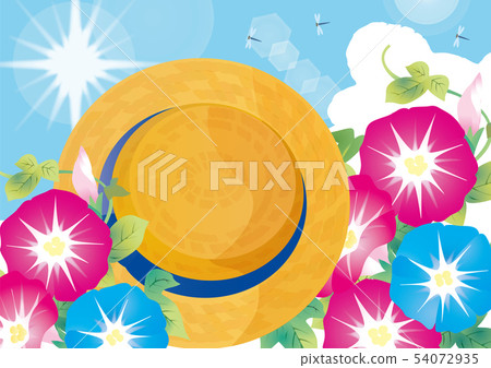 Summer morning glory and straw hat Summer morning glory and straw hat 54072935