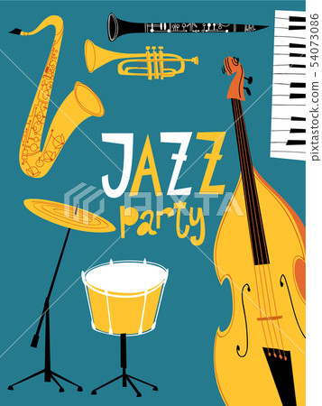 Retro style vector jazz party poster or invitation.  54073086