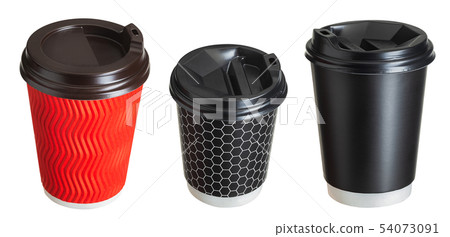 Set of coffee paper drinking cups on white background. 54073091