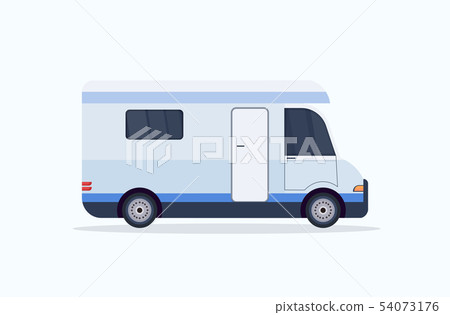 caravan car icon recreational travel vehicle camping concept flat horizontal white background caravan car icon recreational travel vehicle camping concept flat horizontal white background 54073176