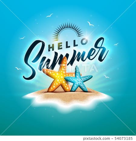 Enjoy the Summer Holiday Illustration with Typography Letter and Sunglasses on Ocean Blue Background Enjoy the Summer Holiday Illustration with Typography Letter and Sunglasses on Ocean Blue Background 54073185