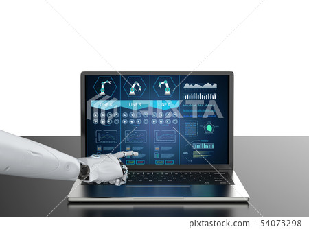 robot working with notebook robot working with notebook 54073298