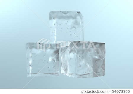 Pile of 3 blue ice cubes isolated on a white table Pile of 3 blue ice cubes isolated on a white table 54073500