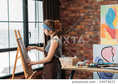 home art studio painter drawing abstract artwork home art studio painter drawing abstract artwork 54073631