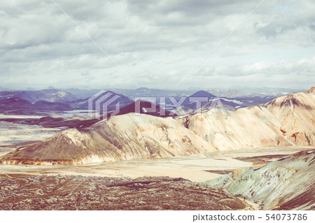 Landmannalaugar National Park - Iceland. Rainbow Landmannalaugar National Park - Iceland. Rainbow 54073786
