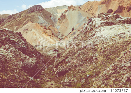 Landmannalaugar National Park - Iceland. Rainbow Landmannalaugar National Park - Iceland. Rainbow 54073787