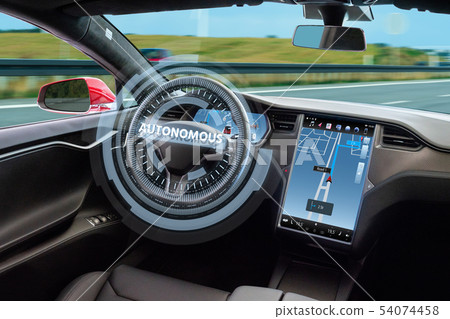 Autonomous car with HUD (Head Up Display) Autonomous car with HUD (Head Up Display) 54074458