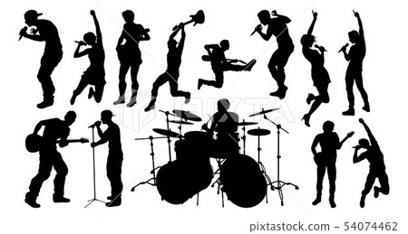 Musicians Guitarist Signer Drummer Silhouettes Musicians Guitarist Signer Drummer Silhouettes 54074462