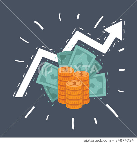 Money pile, dollas banknotes red rising index. 54074754