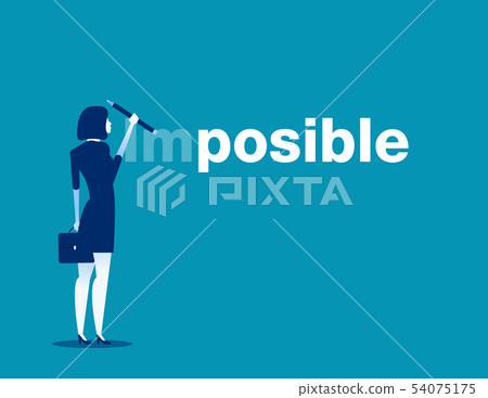 Businesswoman is deleting wording. Concept 54075175