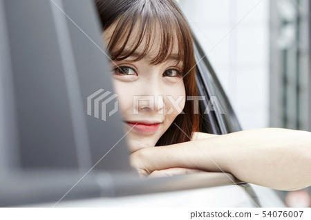 Car, drive, travel, vacation, vacation, young woman 54076007