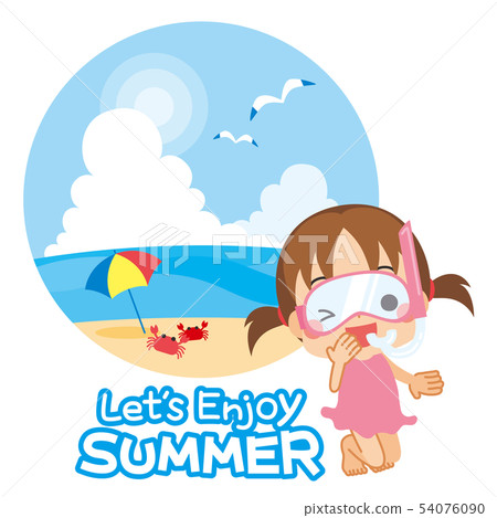 泳裝的女孩享受夏天的 54076090
