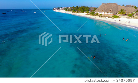 Paradise tropical Zanzibar beach aerial view Paradise tropical Zanzibar beach aerial view 54076097