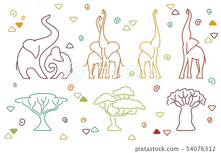 African vector elephants 54076312