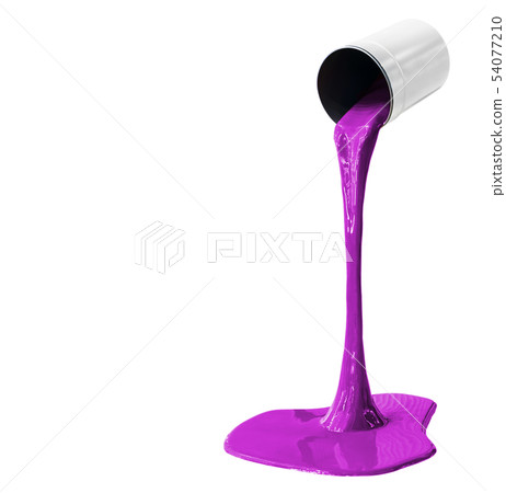 paint for coloring is poured from can isolated paint for coloring is poured from can isolated 54077210