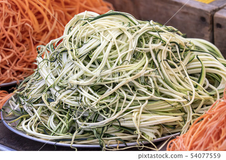 Spiralyzed zucchini close up macro 54077559