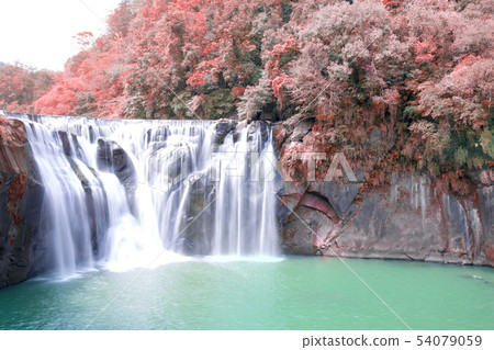 Beautiful Shifen waterfall nature scenery located Beautiful Shifen waterfall nature scenery located 54079059