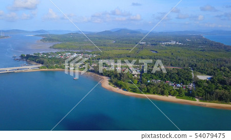 Aerial view of boats with natural forest trees, Aerial view of boats with natural forest trees, 54079475