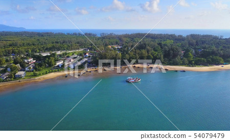 Aerial view of boats with natural forest trees, Aerial view of boats with natural forest trees, 54079479
