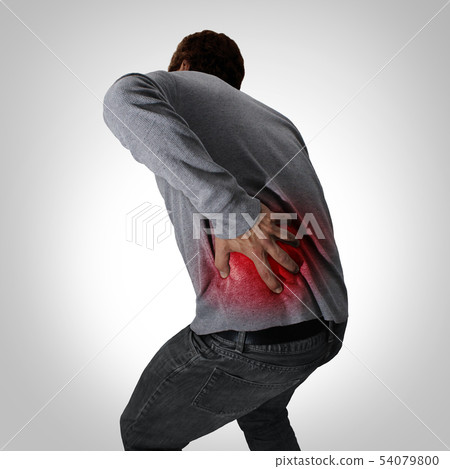 Painful back symptoms and lower spinal pain or bac 54079800