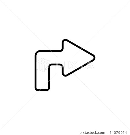 Web line icon. Arrow turning right black on white  54079954