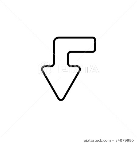 Web line icon. Arrow left-down black on white Web line icon. Arrow left-down black on white 54079990