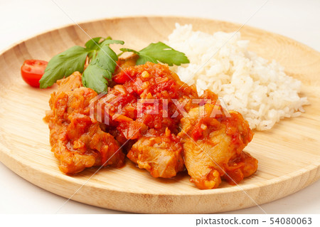 Tomato stew with chicken and butter rice Tomato stew with chicken and butter rice 54080063