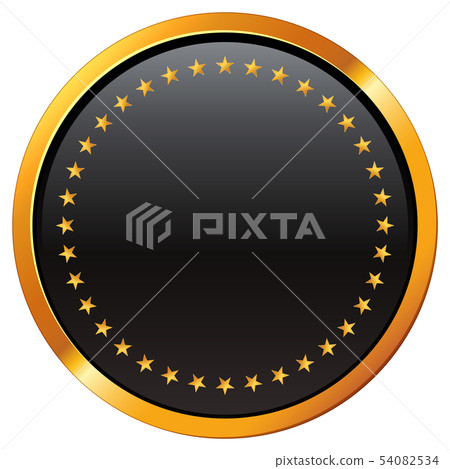 Black medal with gold rim and star pattern Black medal with gold rim and star pattern 54082534