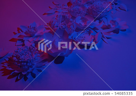 White paper flowers made of white paper on white White paper flowers made of white paper on white 54085335