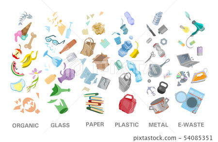 Waste sorting management concept separation garbage disposal refuse bin illustration 54085351