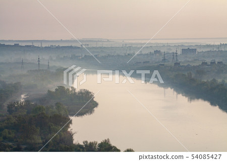 Beautiful soft sunrise on the river Beautiful soft sunrise on the river 54085427