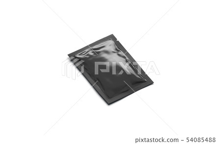 Blank black sachet packet mock up, isolated, side view Blank black sachet packet mock up, isolated, side view 54085488