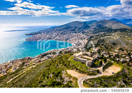Aerial view of Lekuresi Castle in Saranda, Albania Aerial view of Lekuresi Castle in Saranda, Albania 54085639