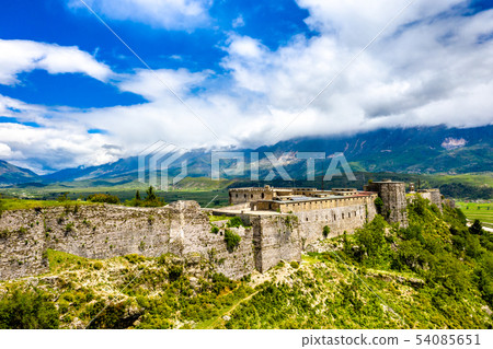 Aerial view of Gjirokaster Fortress in Albania Aerial view of Gjirokaster Fortress in Albania 54085651