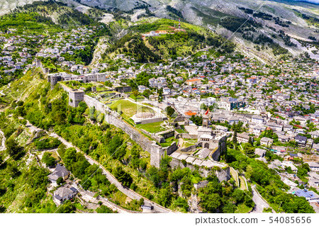 Aerial view of Gjirokaster Fortress in Albania 54085656