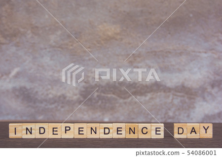 Independence day text with alphabet wooden block 54086001