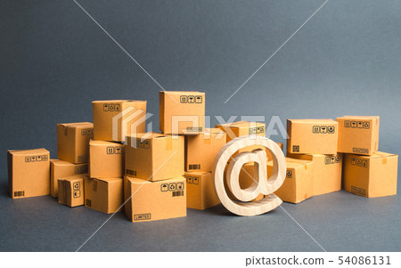 Lots of boxes and email symbol, commercial AT 54086131