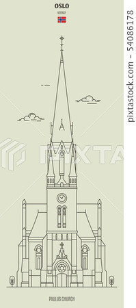 Paulus church in Oslo, Norway. Landmark icon 54086178