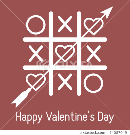 Greeting card with tic tac toe game with hearts Greeting card with tic tac toe game with hearts 54087049