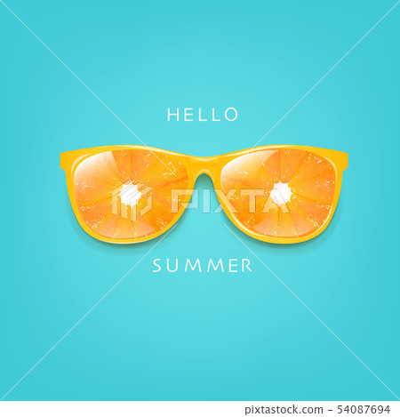 Sunglasses With Orange And Mint Background Sunglasses With Orange And Mint Background 54087694