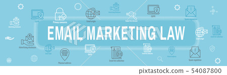 Email Marketing Rules and Regulations Icon Set & 54087800