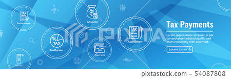 Tax concept - percentage paid, icon and income Tax concept - percentage paid, icon and income 54087808