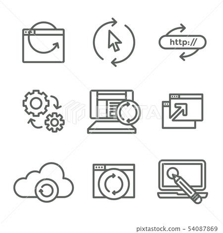 Website Update Icon Set with seo update, site 54087869