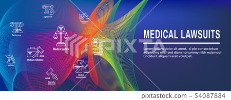 Medical Lawsuits Icon Set and Web Header Banner 54087884