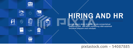 HR and Hiring Process icon set & Web Header Banner 54087885